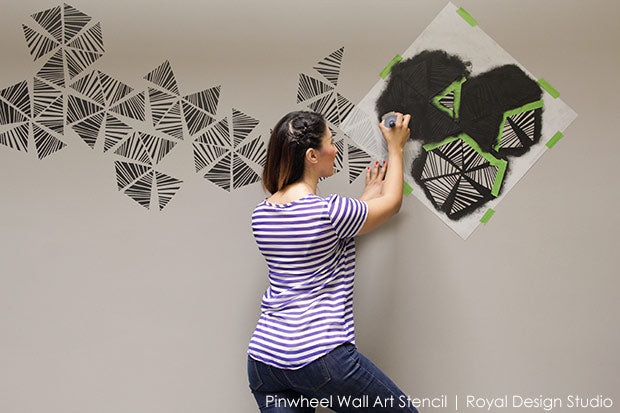 Decorating Office or Home with Trendy Modern Wall Art using Designer Stencils from Royal Design Studio - Tutorial and Video