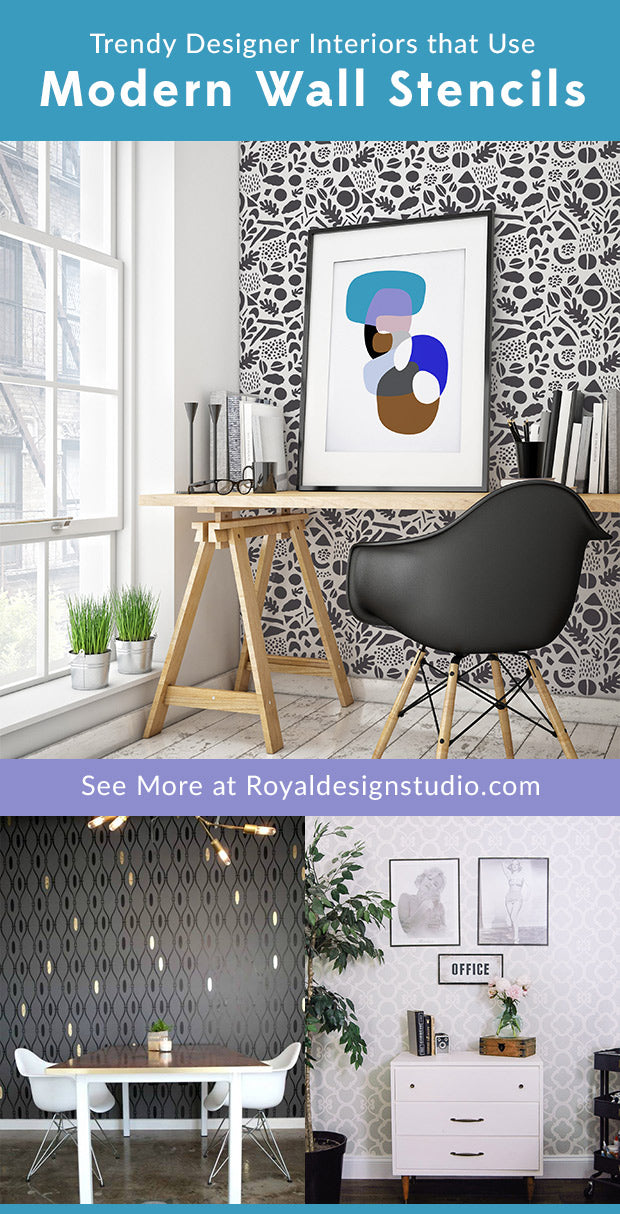 Trendy Designer Interiors that Use Modern Wall Stencils from Royal Design Studio