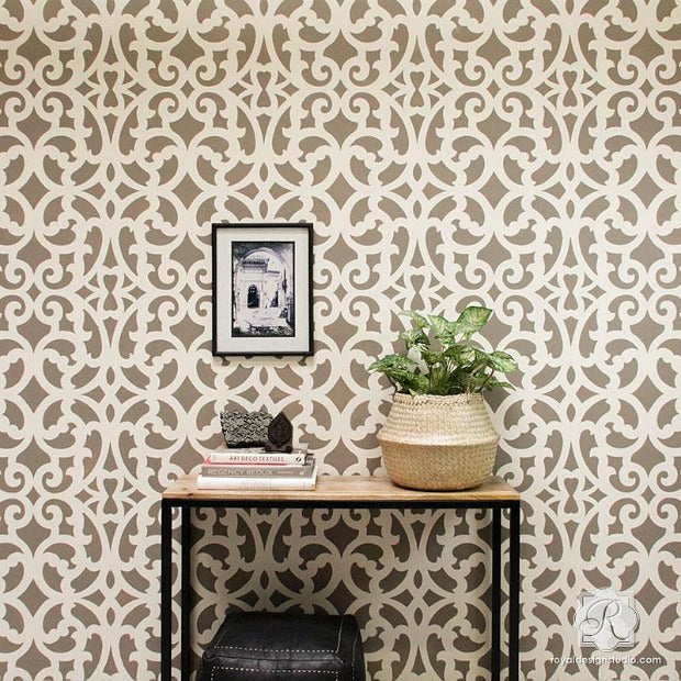 Fast & Fabulous: How to Stencil a Wall in Only 1 Hour! DIY Home Decorating Tutorial using Large Wall Stencils from Royal Design Studio