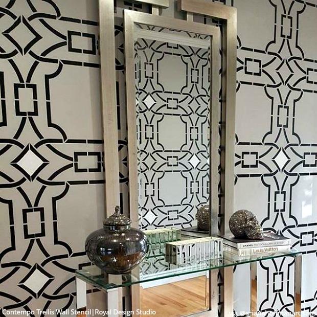 Passing Through? Stencil Your Mudroom, Foyer, or Entryway! Gorgeous DIY Decor Ideas using Large Wall Stencils for Painting from Royal Design Studio Stencils