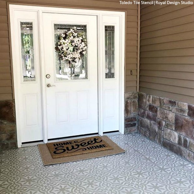 24 Budget-Friendly DIY Ideas to Stencil Your Patio Floor - Concrete Patio Floor Stencils - Tile Pattern Stencils - Royal Design Studio Stencils