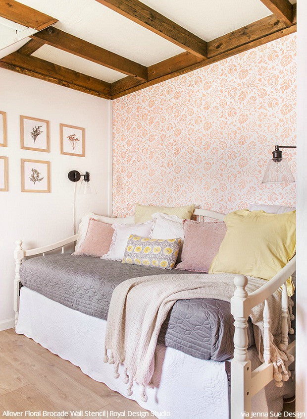 Before and After: Stenciling a Cottage Bedroom Makeover with Royal Design Studio Floral Wall Stencils