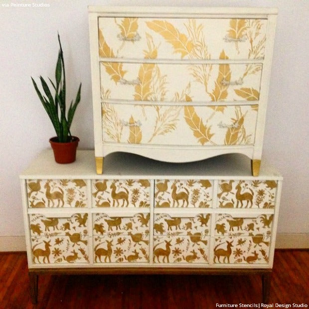 6 DIY Decorating Ideas with Colorful Otomi Pattern Stencils from Royal Design Studio