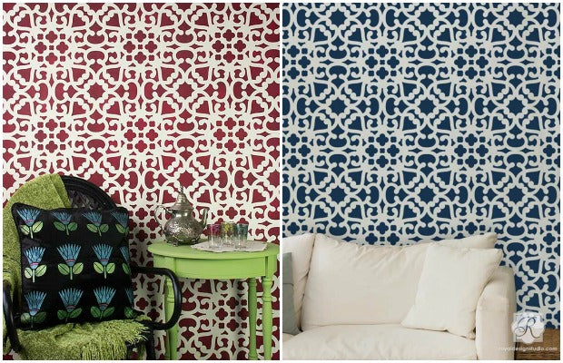 4 DIY Decor Ideas - Make Your Home Modern or Moroccan with these Lace Stencils from Royal Design Studio