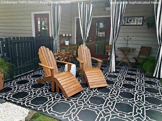 Come On In! Welcome Guests with a Stenciled Porch or Patio Floor! DIY Home Decorating Ideas using Royal Design Studio Floor Stencils and Tile Stencils for Painting