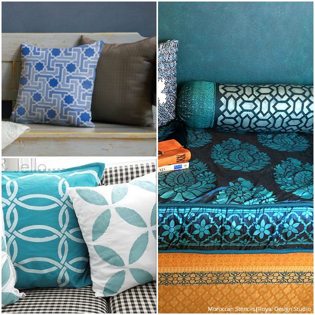 Stenciled Pillows for Every Style - Exotic Moroccan Fabric Stencils by Royal Design Studio