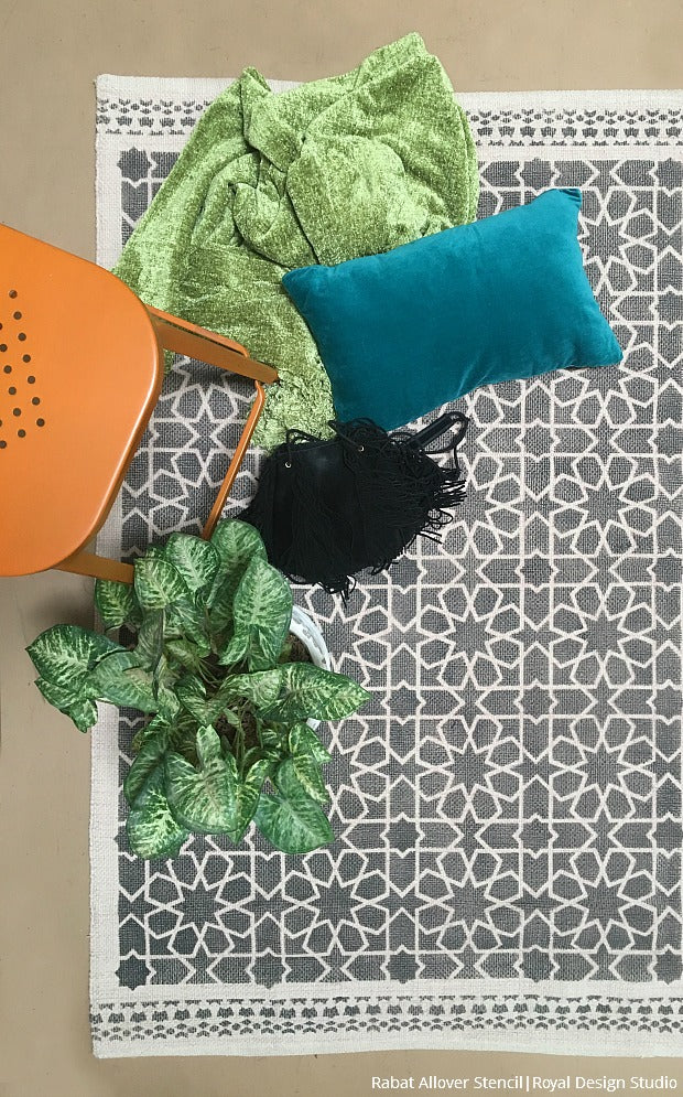 [VIDEO Tutorial] Roll It Out! How to Paint Fabric to Create a Custom DIY Area Rug with Moroccan Floor Stencils and Chalk Paint