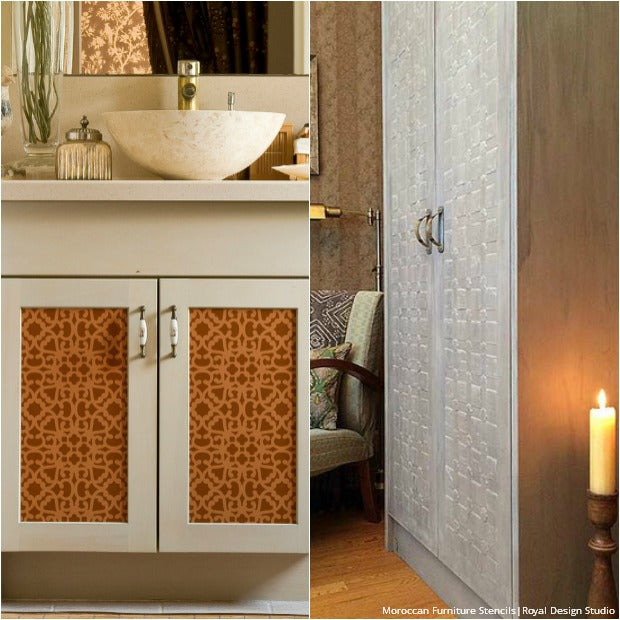 20 DIY Cabinet Door Makeovers and Painting Ideas with Furniture Stencils from Royal Design Studio
