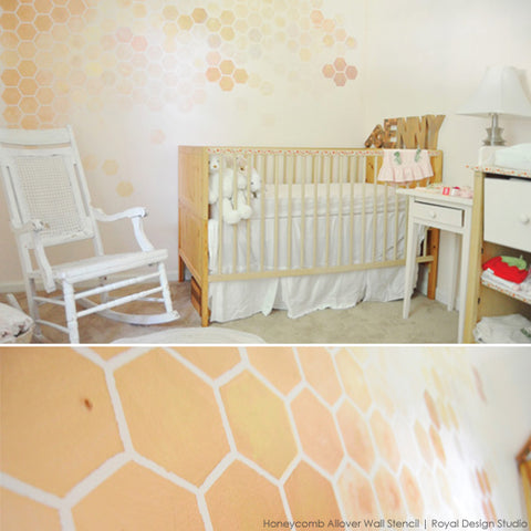Homneycomb Ombre Stenciling in Nursery | Royal Design Studio