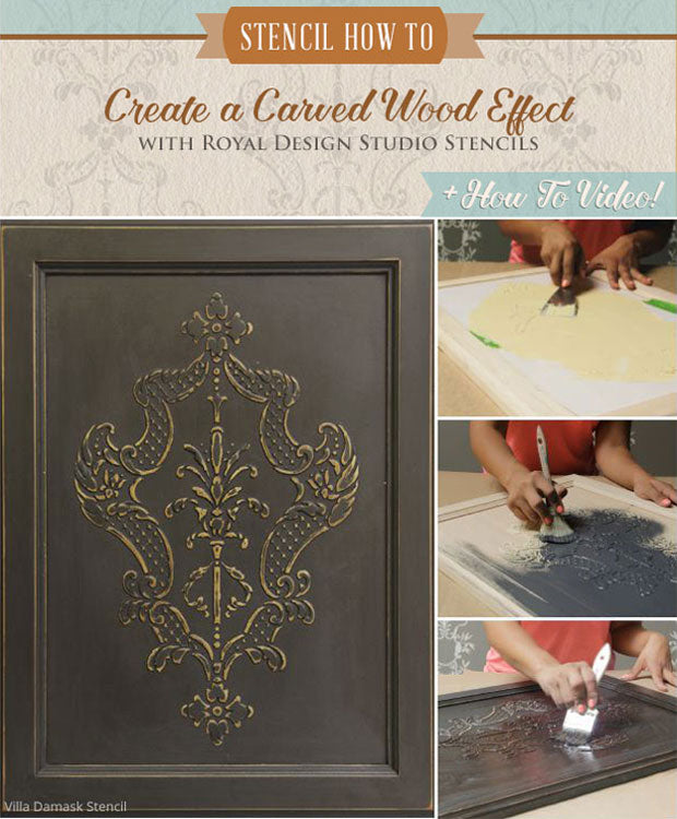 How to Stencil Tutorial: Create a Carved Wood Effect with Stencils and Wood Icing™ - Royal Design Studio Furniture Stencils