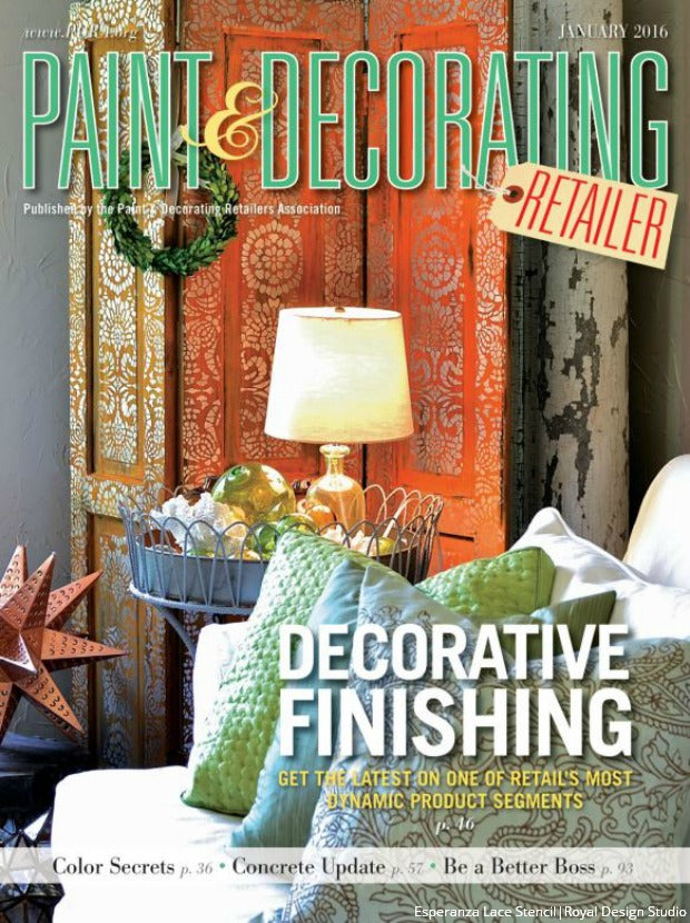 Design Trend: Royal Design Studio Furniture and Wall Stencils Covered in Paint & Decorating Magazine