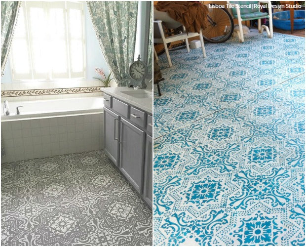 Design Challenge: Colorful vs Neutral Stencil Ideas using Floor Stencils from Royal Design Studio