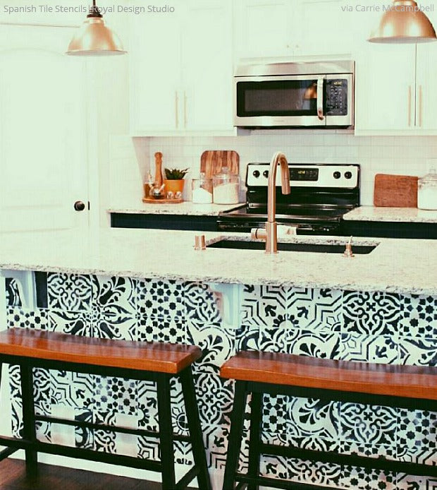 12 Stunning Ideas for Painting a DIY Kitchen Backsplash Design with Wall Stencils - Royal Design Studio