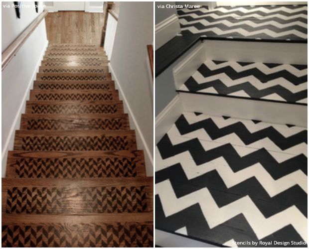 The Hottest Home Décor Trend: Stenciled Stairs - 14 DIY Ideas using Royal Design Studio Stencils