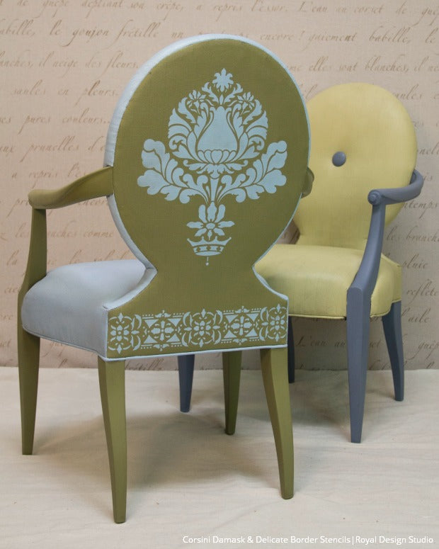 How to Stencil VIDEO Tutorial: Upcycle Upholstery with Chalk Paint and Furniture Stencils from Royal Design Studio