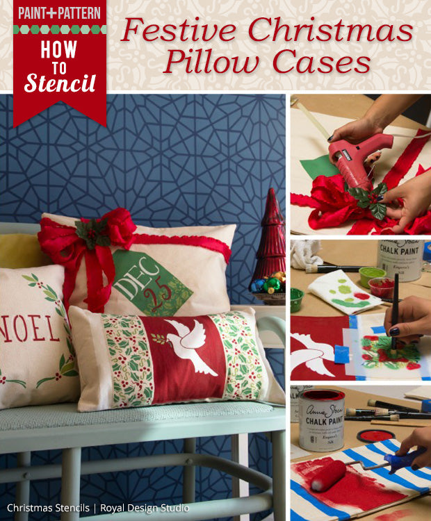 Christmas DIY Tutorial: Stenciled Pillows, Stockings, & Tree Skirt