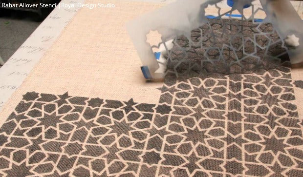 [VIDEO Tutorial] Roll It Out! How to Paint Fabric to Create a Custom DIY Area Rug with Moroccan Floor Stencils and Chalk Paint