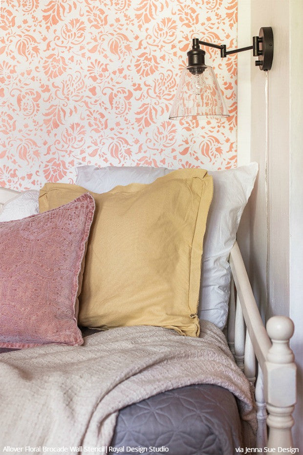 Before and After: Stenciling a Cottage Bedroom Makeover with Royal Design Studio Floral Wall Stencils