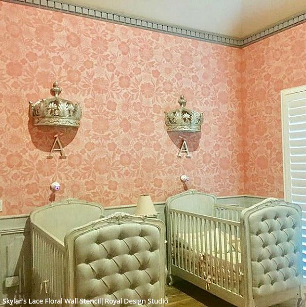 The Cutest Baby Nurseries & Kids Rooms Ever! Home Decorating DIY Ideas using Wall Stencils from Royal Design Studio