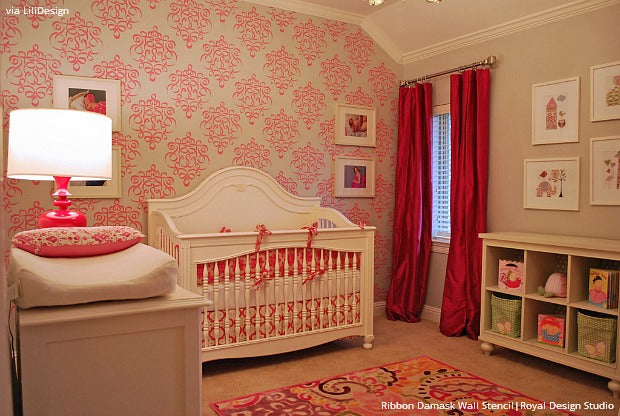 11 DIY Baby Nursery Decor & Decorating Ideas: Get the Project Nursery Look with Wall Stencils from Royal Design Studio