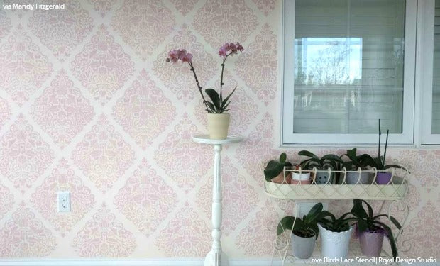 4 DIY Painting and Home Decorating Ideas with Wall Stencils for the Artistic Romantic - Lace & Damask Wall Stencil Patterns from Royal Design Studio