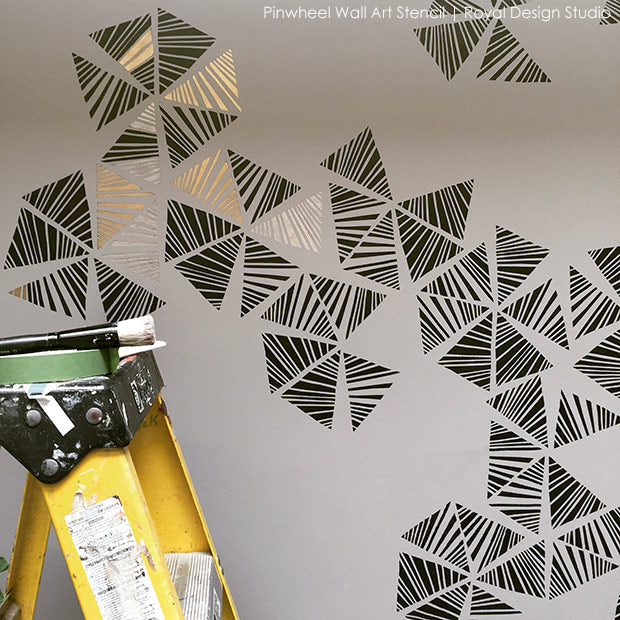 Painting and Stenciling a Modern Accent Wall - Stencil Tutorial and Video from Royal Design Studio