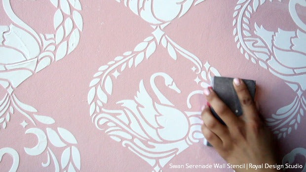 The Sweetest Stencil Embossing and Raised Pattern in 9 Easy Steps using Royal Design Studio Wallpaper Wall Stencils