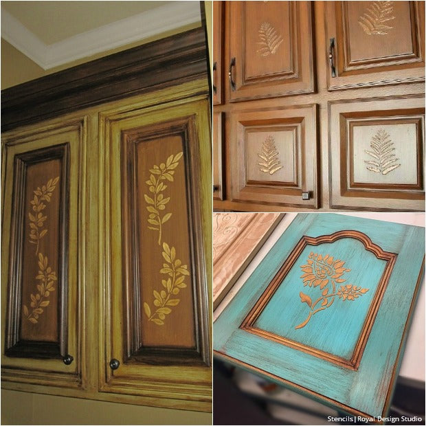 20 DIY Cabinet Door Makeovers and Painting Ideas with Furniture Stencils from Royal Design Studio