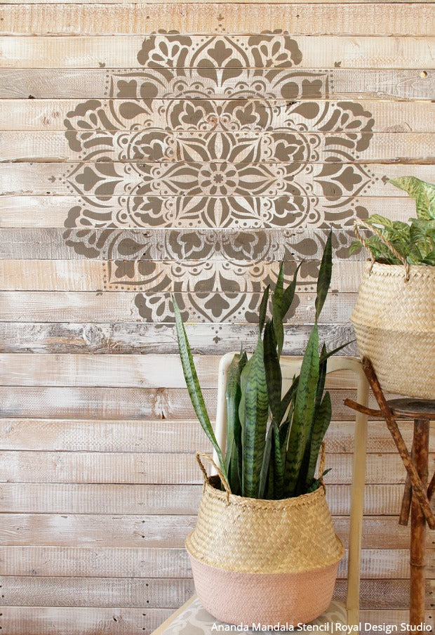 [VIDEO TUTORIAL} How to Paint a Wood Pallet with Mandala Stencils - DIY Decorating Project for Modern Farmhouse or Rustic Boho Chic - Royal Design Studio Wall Stencils