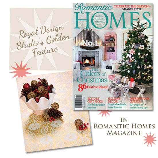 Romantic Homes features Royal Design Studio's Stenciled Holiday Tablecloth