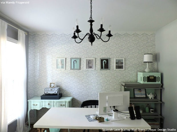 4 DIY Painting and Home Decorating Ideas with Wall Stencils for the Artistic Romantic - Lace & Damask Wall Stencil Patterns from Royal Design Studio