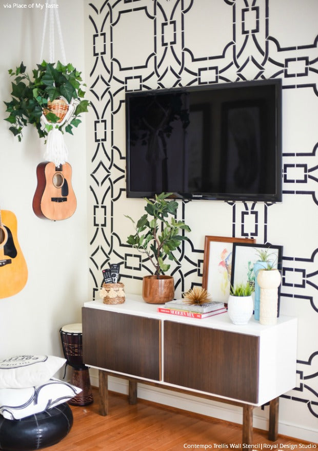 Get the Look: Stencil a Boho Chic Accent Wall with Modern Bold Graphic Wall Stencils