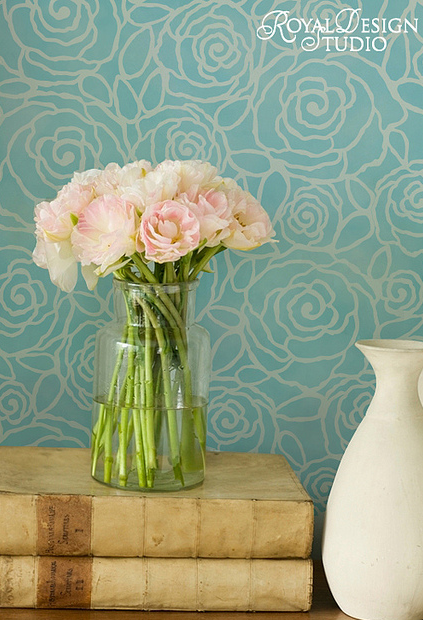 Rockin' Roses Damask Stencil by Royal Design Studio