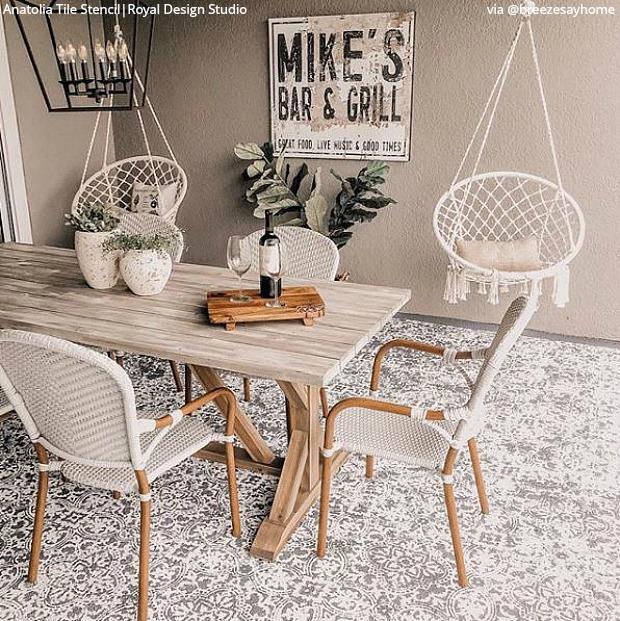 18 DIY Dining Room Ideas that You NEED to See - Wall Stencils & Floor Stencils for Painting from royaldesignstudio.com