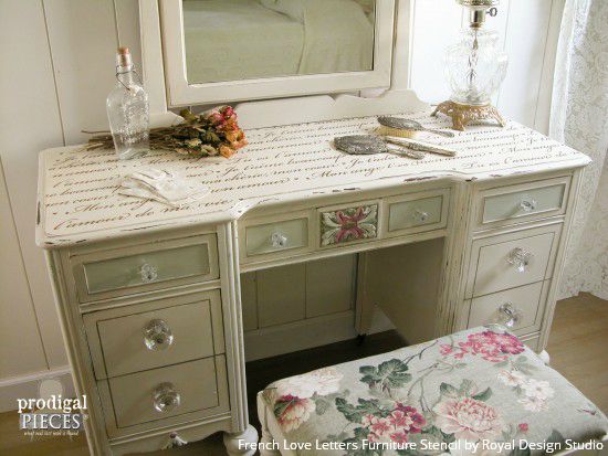 Stenciled Vanity Tutorial: From Curbside Trash to French Treasure