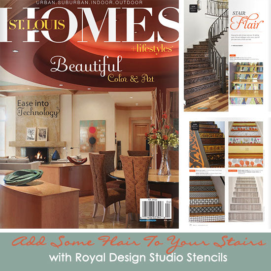 Royal Design Studio Stenciled Staircase Projects featured in St. Louis Homes & Lifestyles