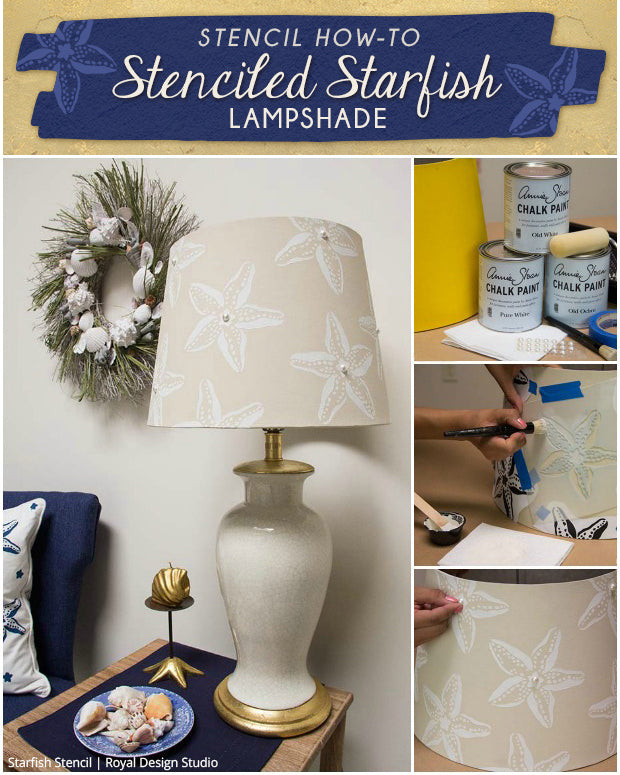 DIY Beach Decor Tutorial: Stenciled Starfish Lampshade