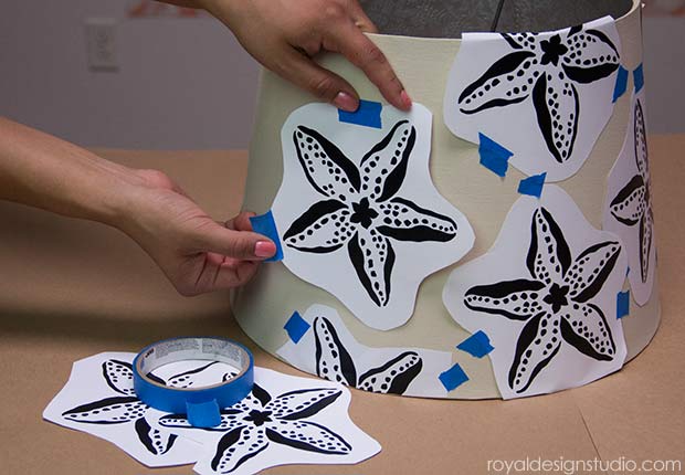 DIY Decor Tutorial: Stenciled Starfish Lampshade