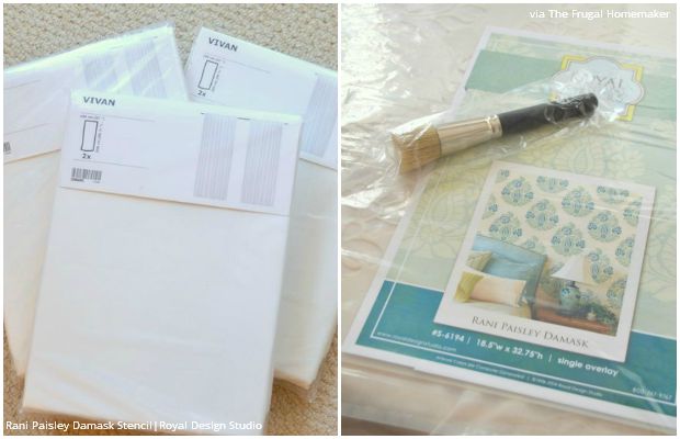 How to Stencil Tutorial: DIY Fabric Damask Designer Curtains for Less - Royal Design Studio