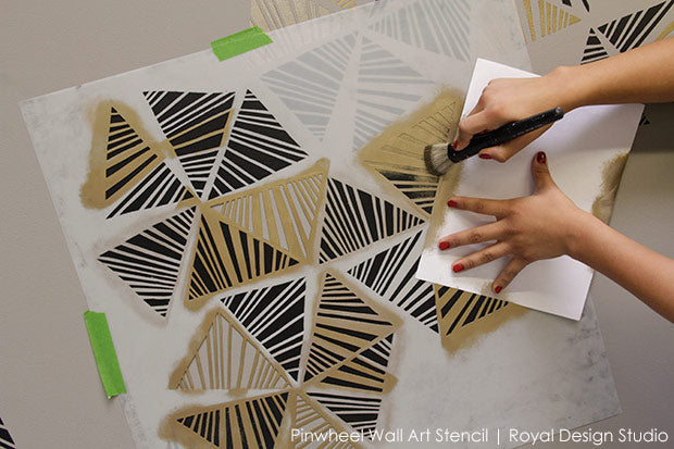 Learn How to Stencil Video: Create a Trendy Modern Free Form Feature Wall in Your Office or Home with Designer Stencils - Royal Design Studio