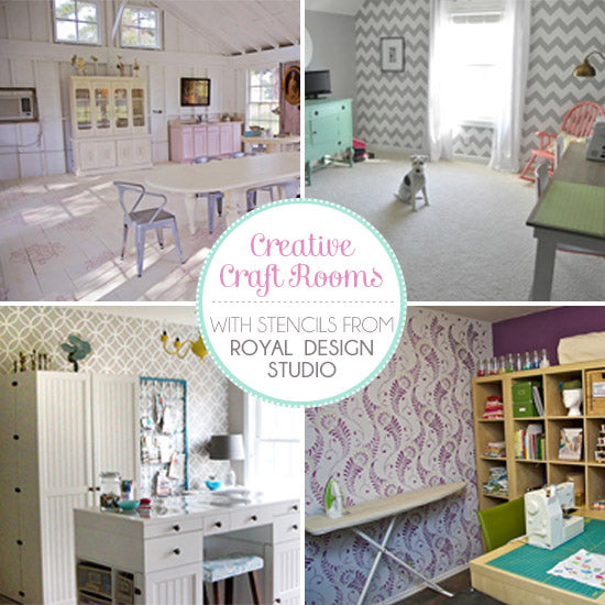 Stenciling a craft room is a great way to personalize your creative play space!