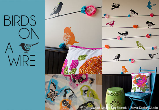 How to stencil tutorial with the new Lace Bird Stencils-Sweet Tweets from Royal Design Studio