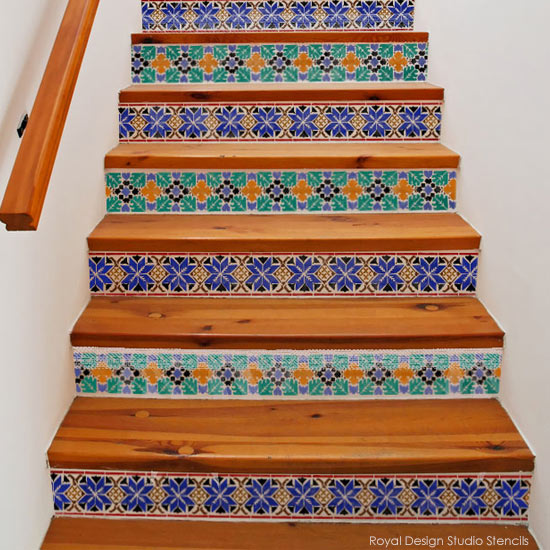 Stenciled stair risers for Moroccan flair | Royal Design Studio