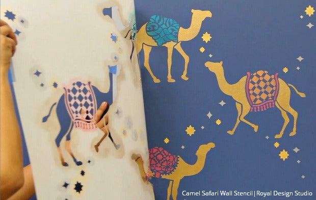 How to Stencil Metallic Moroccan Camel Wallpaper Patterns - Royal Design Studio Stencil Video Tutorial