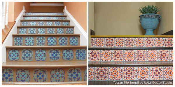 17 Floor to Ceiling Tile Stencils Transformations using Royal Design Studio Stencils