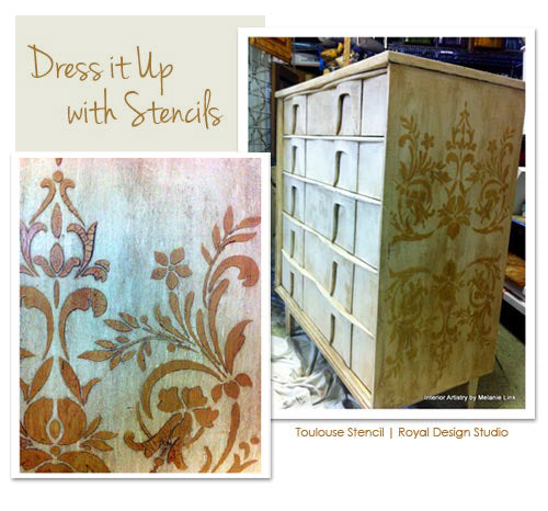 furniture stencil project with classic stencils