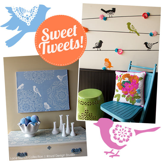 Bird Lace Stencils for Kids' rooms or fun DIY Projects