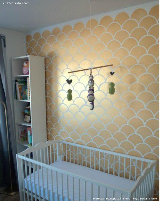 The #1 Thing You Need for a Mermaid Bedroom Wall Mural - DIY Home Decor Ideas - Fish Scale Tail Wallpaper Wall Stencils from Royal Design Studio Stencils