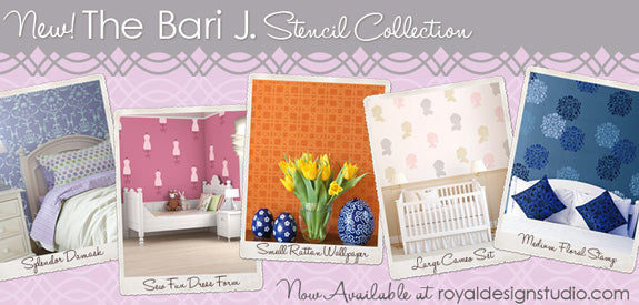 Stencils for walls, furniture, and fabric from Bari J