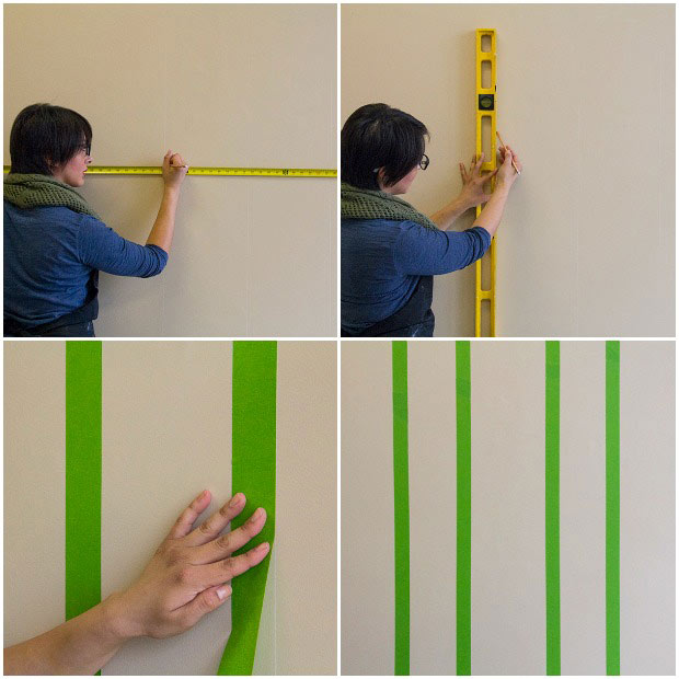 How to Stencil Inverted Designs on a Tone on Tone Striped Wall - Royal Design Studio Wall Stencils Tutorial